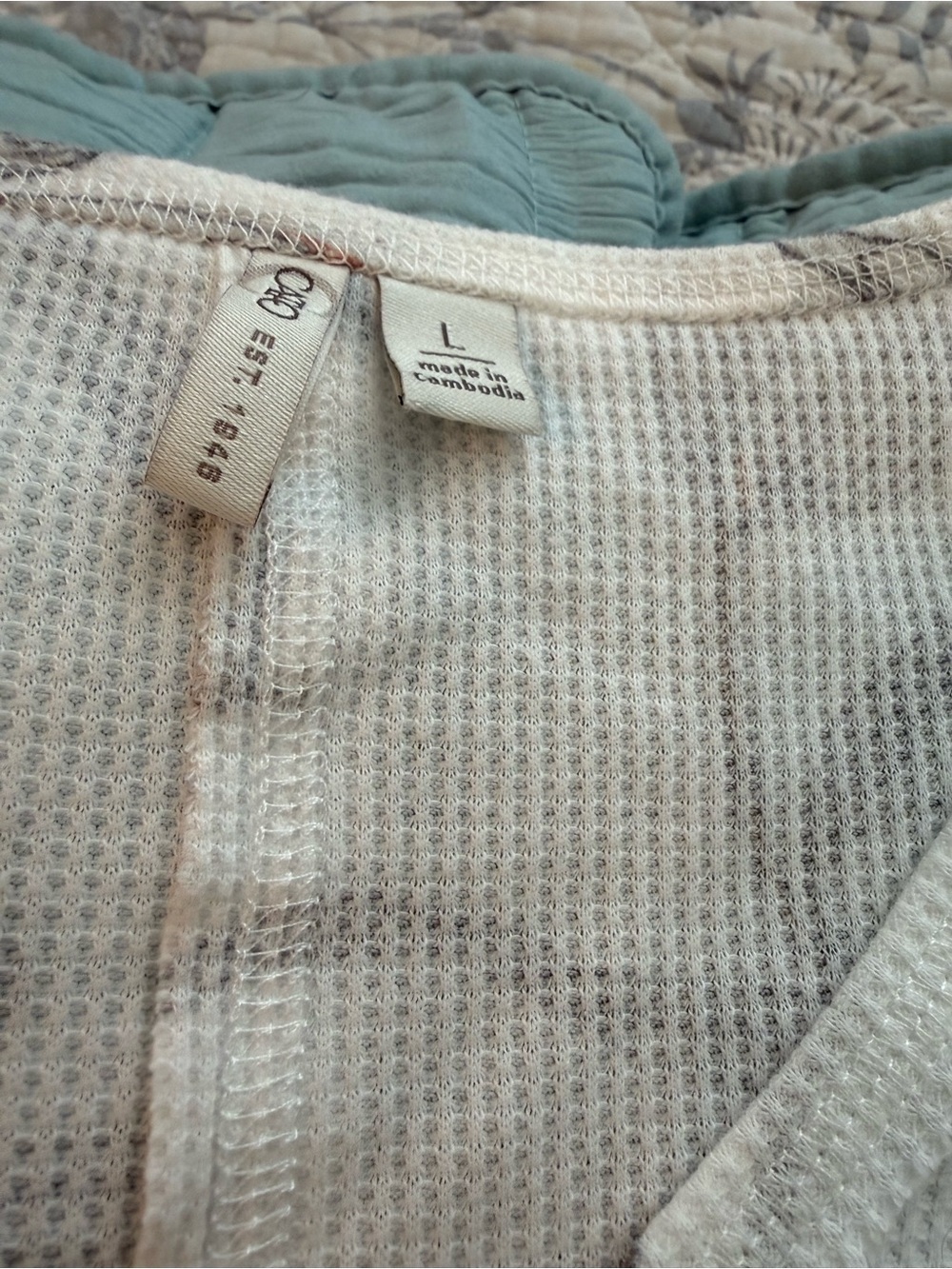 Cato Cream Tank Top with Gray and Light Pink Floral Print lace hem - Picture 2 of 4